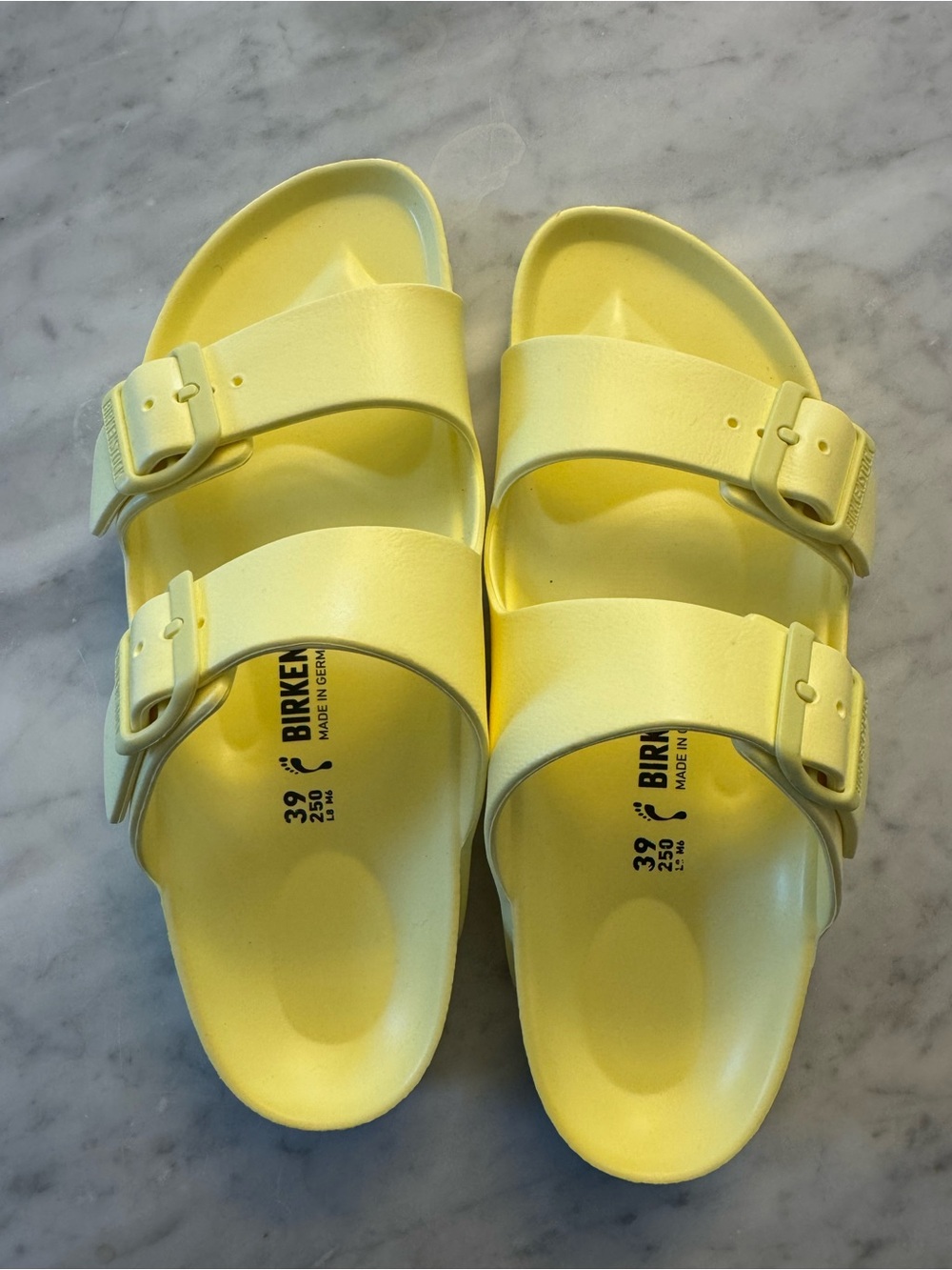 Birkenstock womens Bright Yellow EVA Arizona Two-Strap Sandals